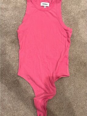 pistola Bright Pink Ribbed Tank Bodysuit